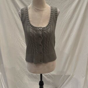 Calvin Klein gray cable knit button vest